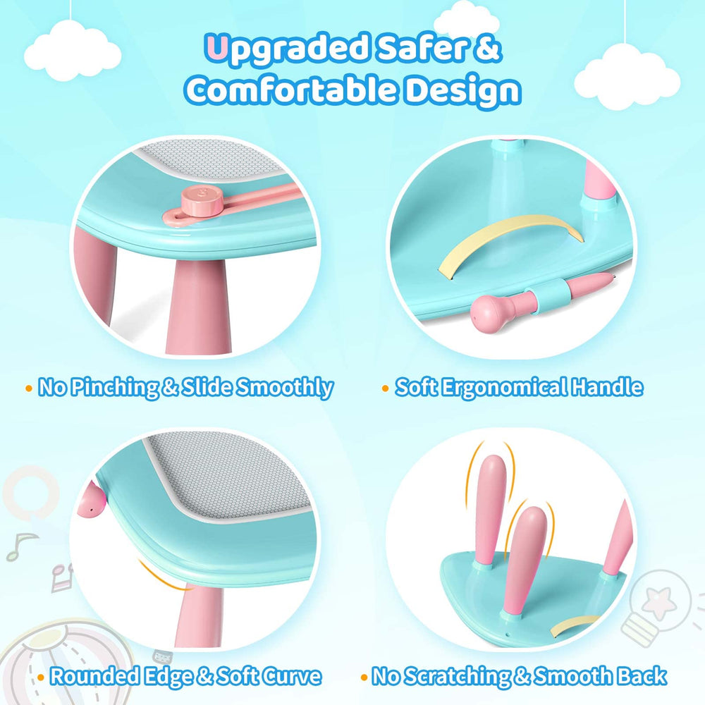 Kikidex board features detachable legs with three-height options for growing kids.