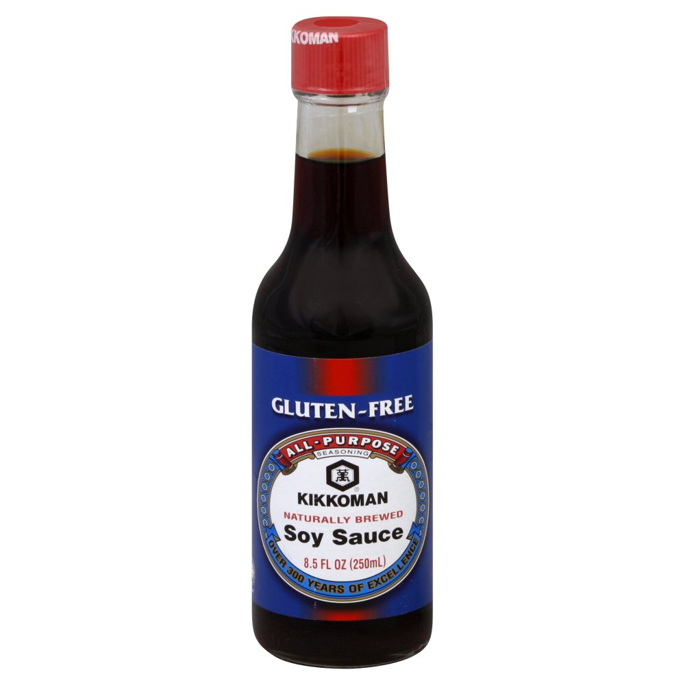 Kikkoman gluten-free soy sauce bottle pour for stir-fries and dipping