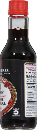 Kikkoman Gluten Free Tamari with non-GMO soybeans in focus