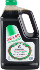 Kikkoman Less Sodium Gluten-Free Tamari bottle pour showcases gluten-free flavor and versatility