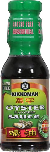 Kikkoman Oyster Sauce pour close-up highlights smooth texture for sauces.
