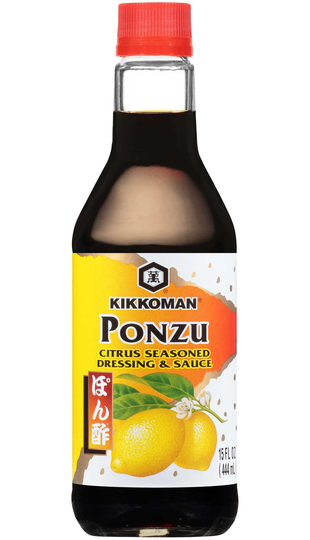 Kikkoman Ponzu bottle pouring, a citrus soy glaze ideal for marinades