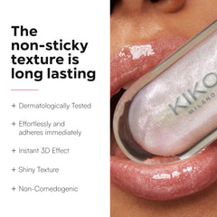 Kiko Milano 3D Hydra Lip Gloss swatch in pearly rose shade