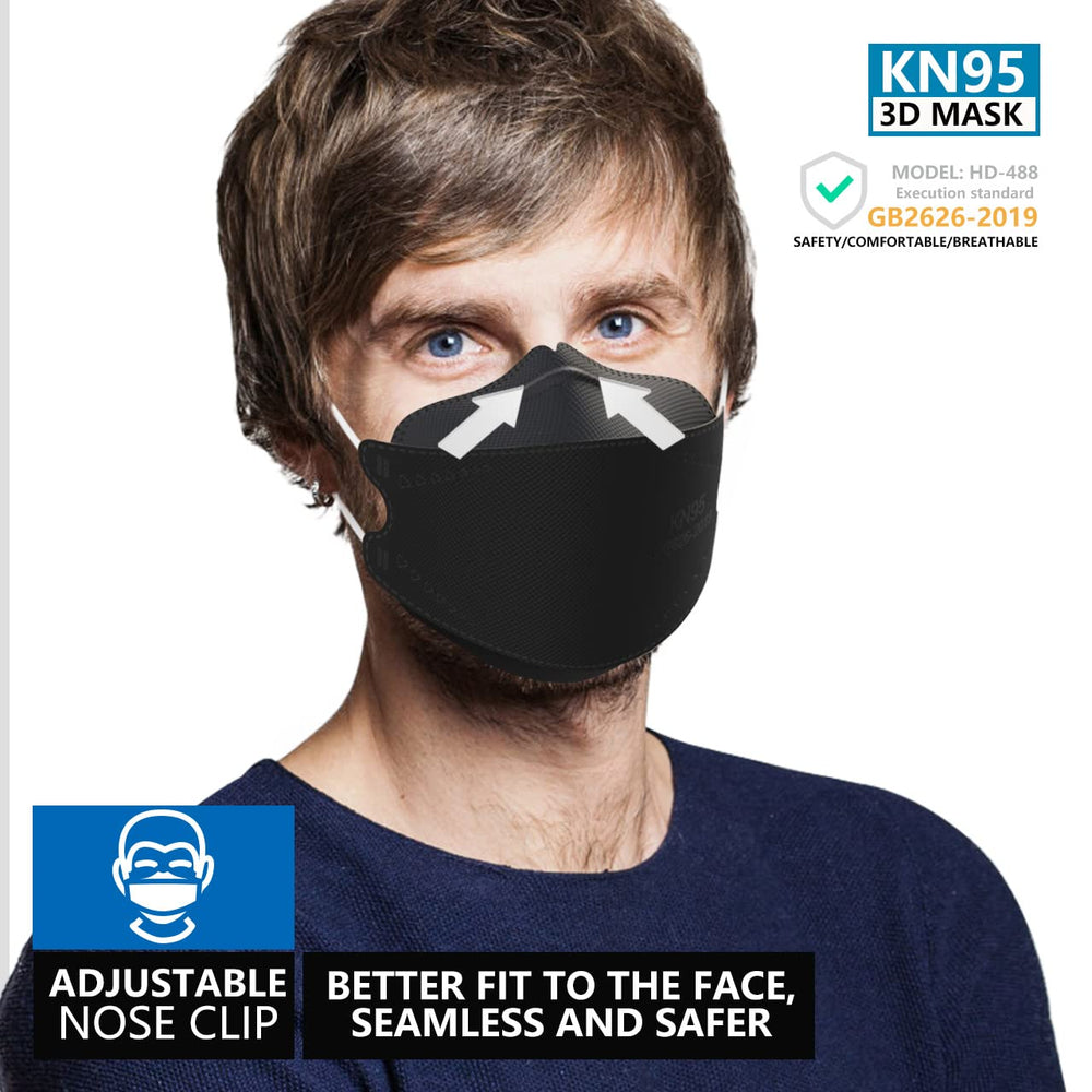 KIMARS KN95 mask worn on face demonstrates secure fit and comfortable wear.