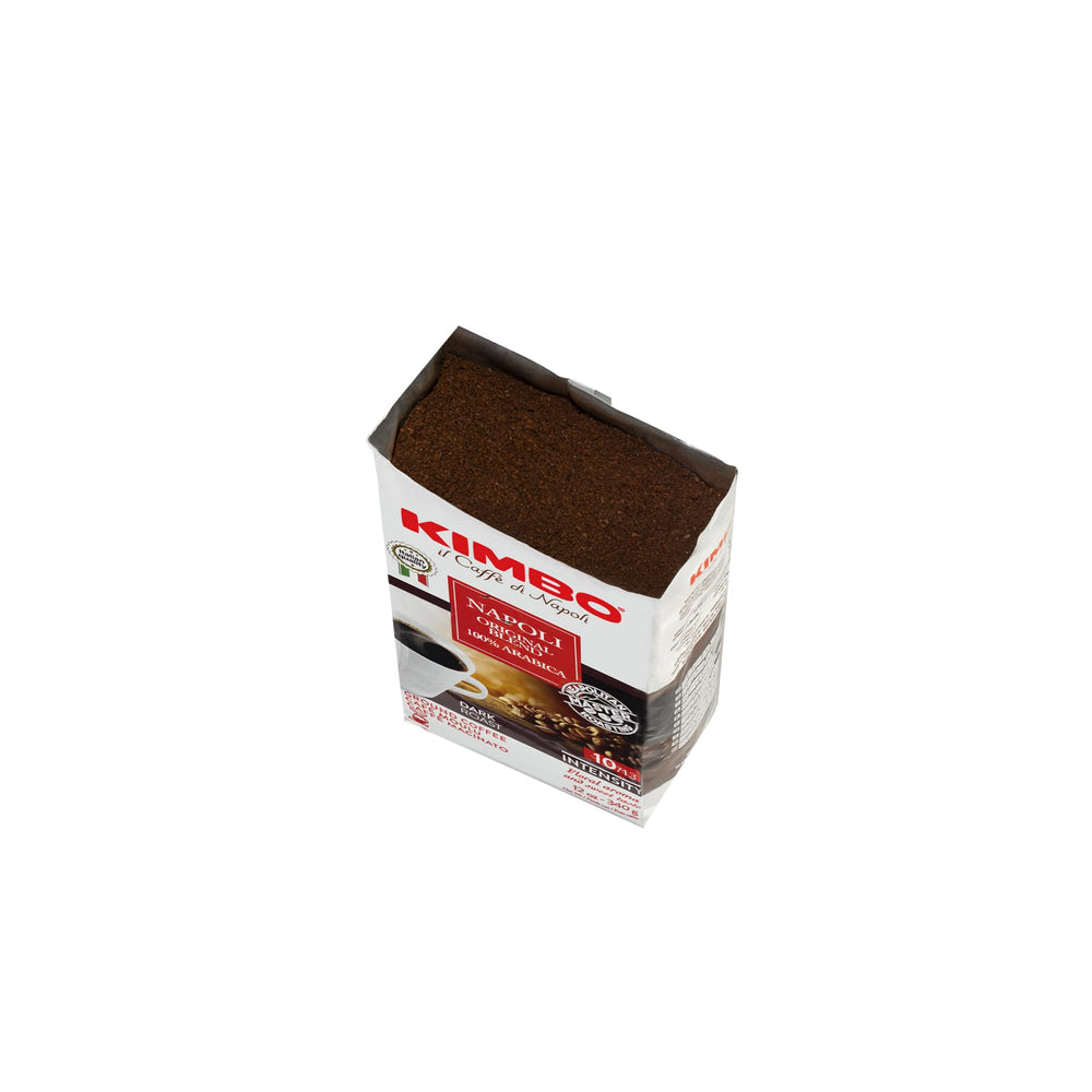 Kimbo Napoli Original Blend brews a rich cup for moka pot or drip coffee.
