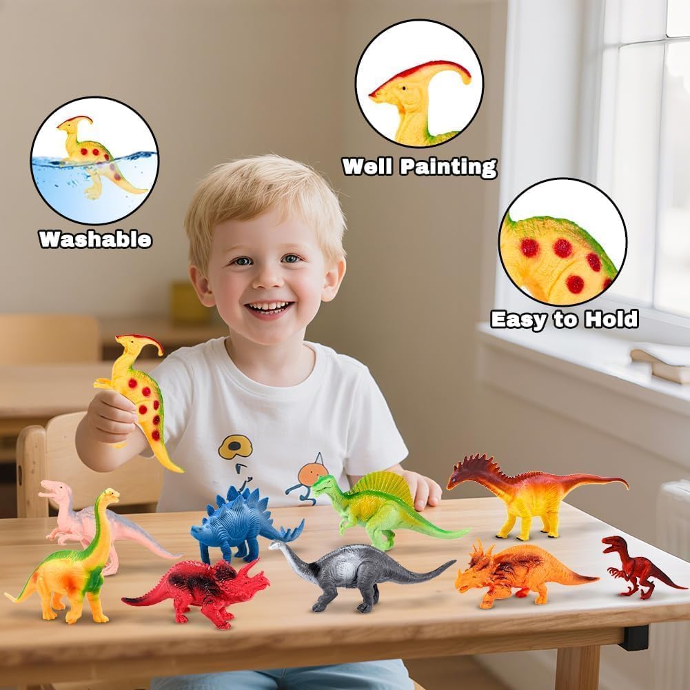 Kimicare dinosaur figure 3 exploring colors and sizes during playtime