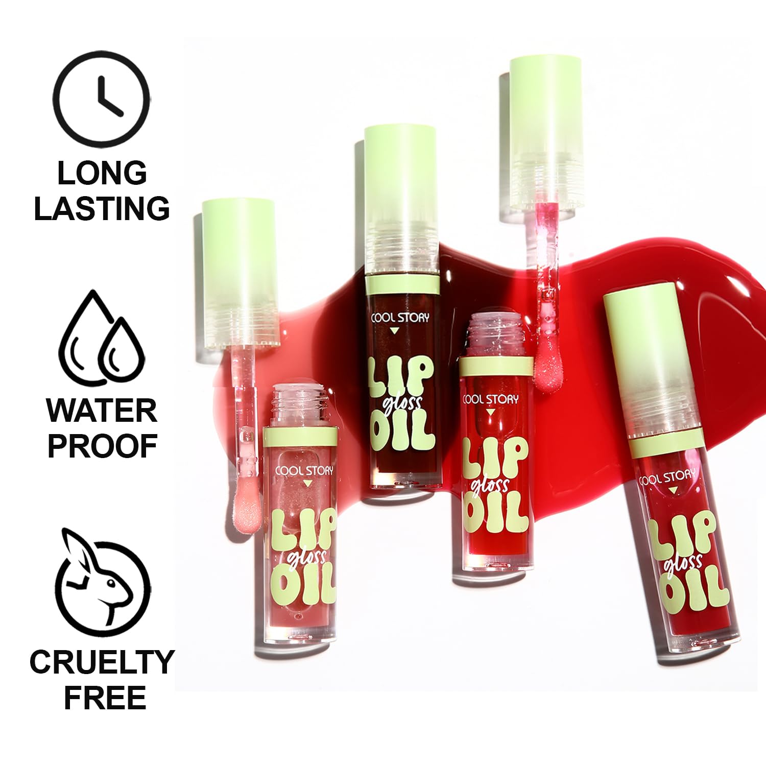 KIMIEYE application demo lip oil illustrating smooth, non-greasy moisture.