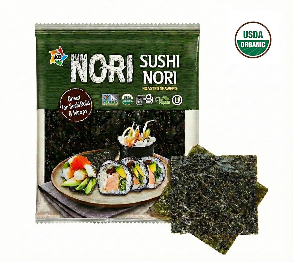 Kimnori USDA Organic seal and gluten-free claim on packaging