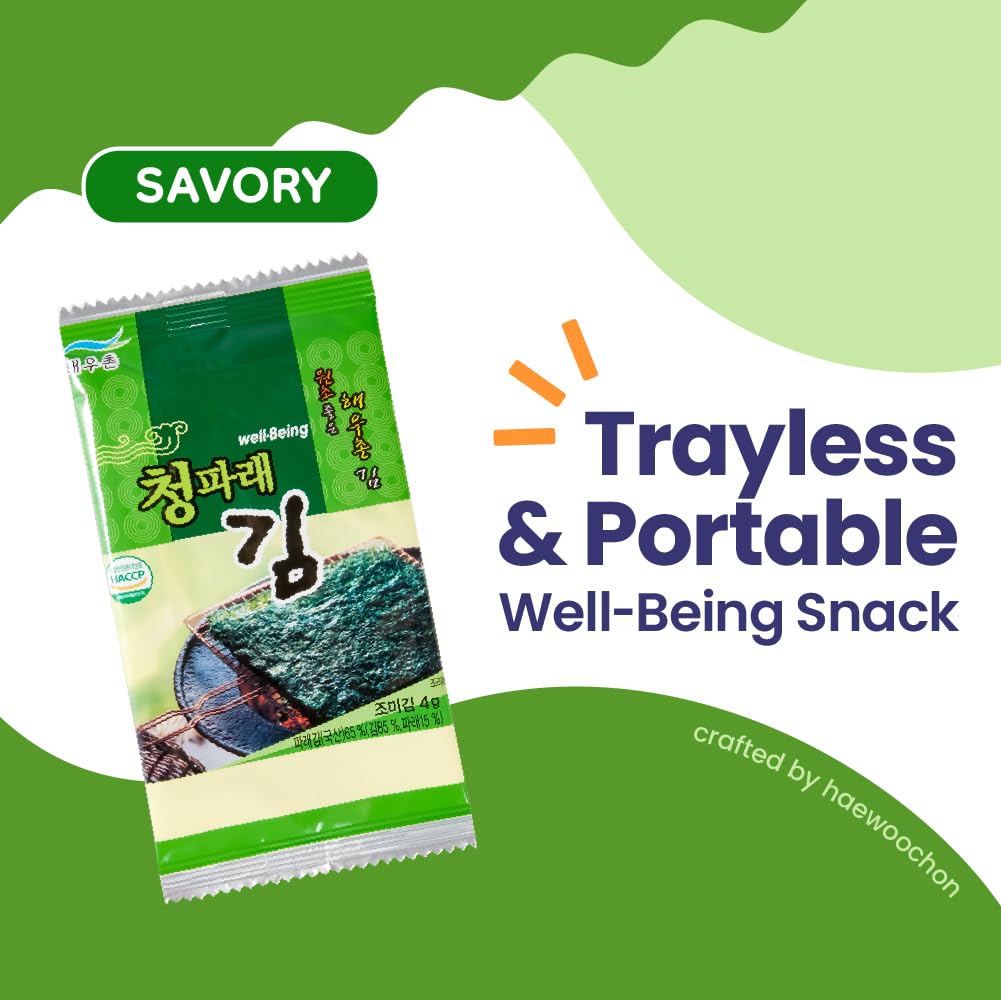 KIM'S TABLE organic roasted seaweed sheets in a bag; protein-rich and mineral-dense.