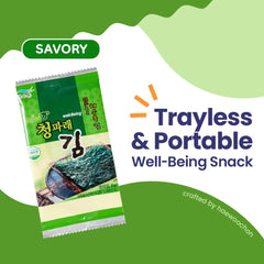 KIM'S TABLE organic roasted seaweed sheets in a bag; protein-rich and mineral-dense.