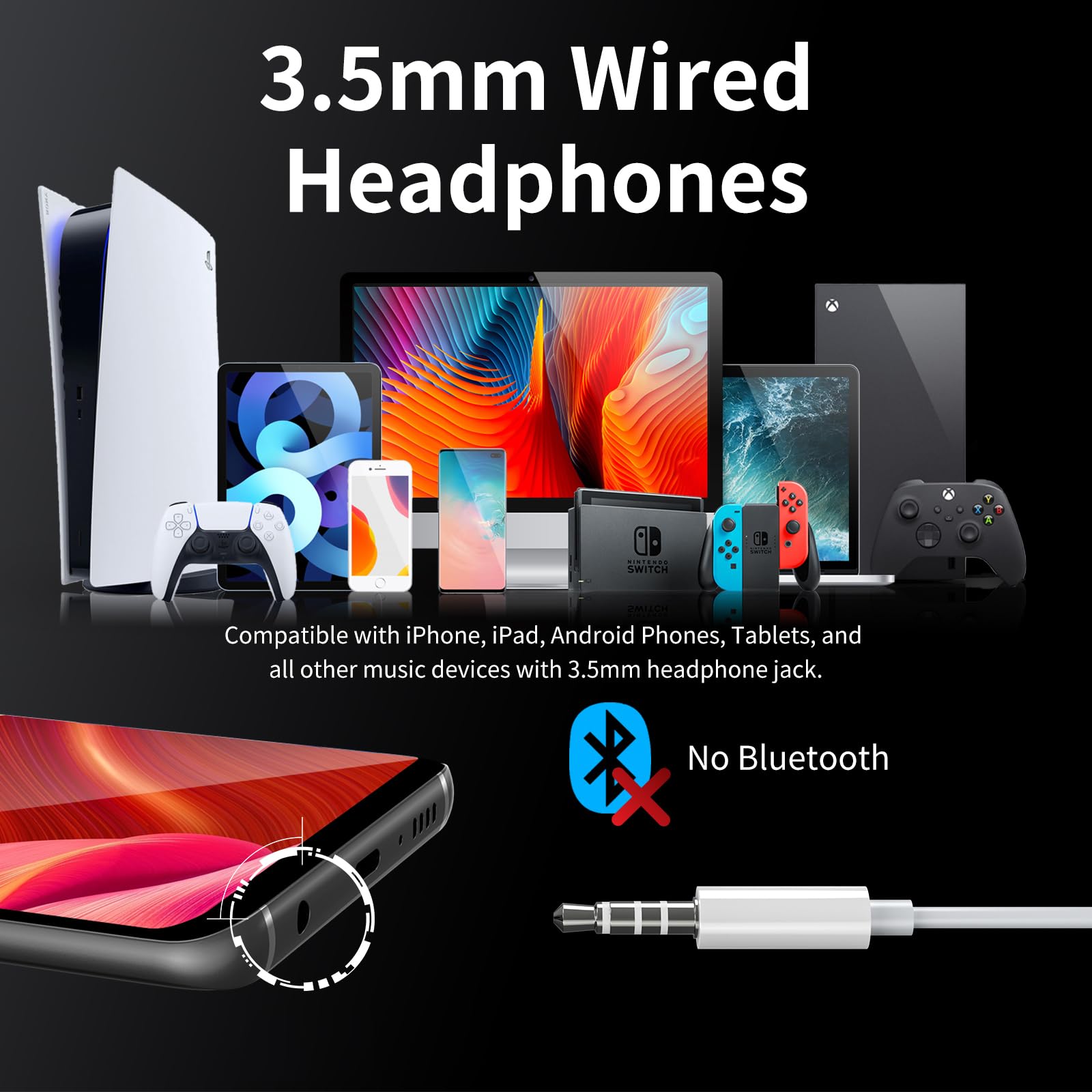 Kimwood 3.9 ft cable for comfortable all-day listening.