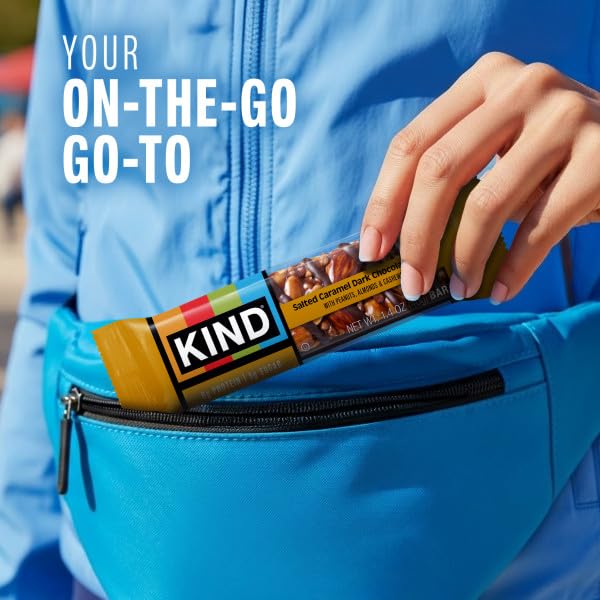 Close-up of caramel, nuts and sea salt in KIND bar.