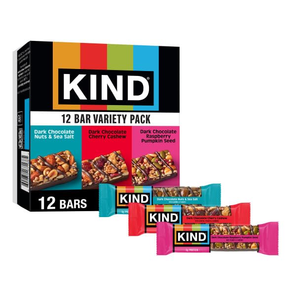 KIND Dark Chocolate Nuts & Sea Salt bar with almonds for on-the-go energy.