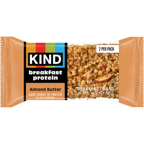 KIND Breakfast Protein Bar with milk suggests a balanced morning ritual.