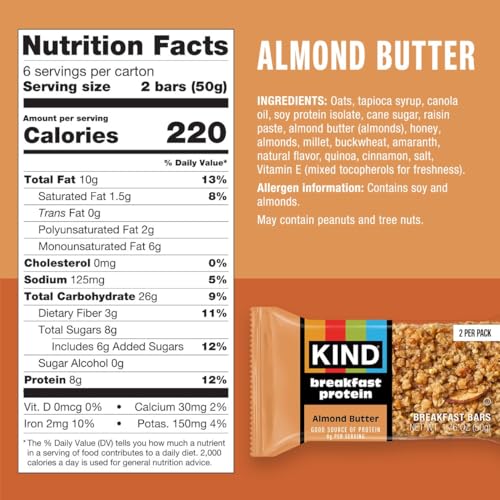 KIND almond butter bar two-bar pack for on-the-go energy.