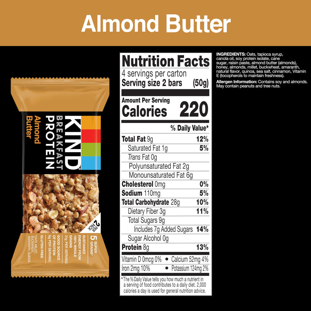 KIND Breakfast Bars Honey Oat bar close-up, inviting chewy texture and wholesome grains.