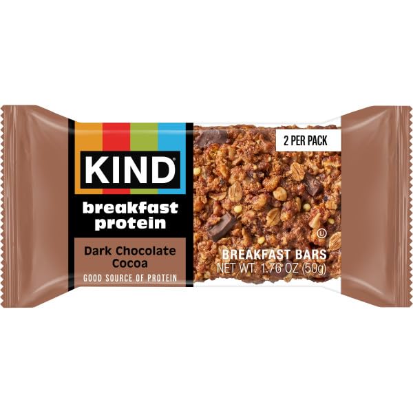 KIND dark chocolate cocoa flavor supports a satisfying morning routine.