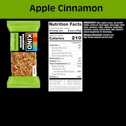 KIND Breakfast Protein Apple Cinnamon bar close-up with five-grain blend