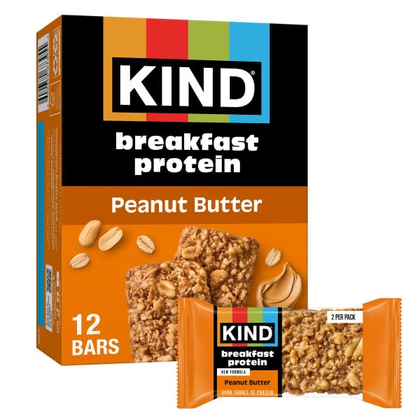 KIND Breakfast Protein Bars peanut butter box with six two-bar packs