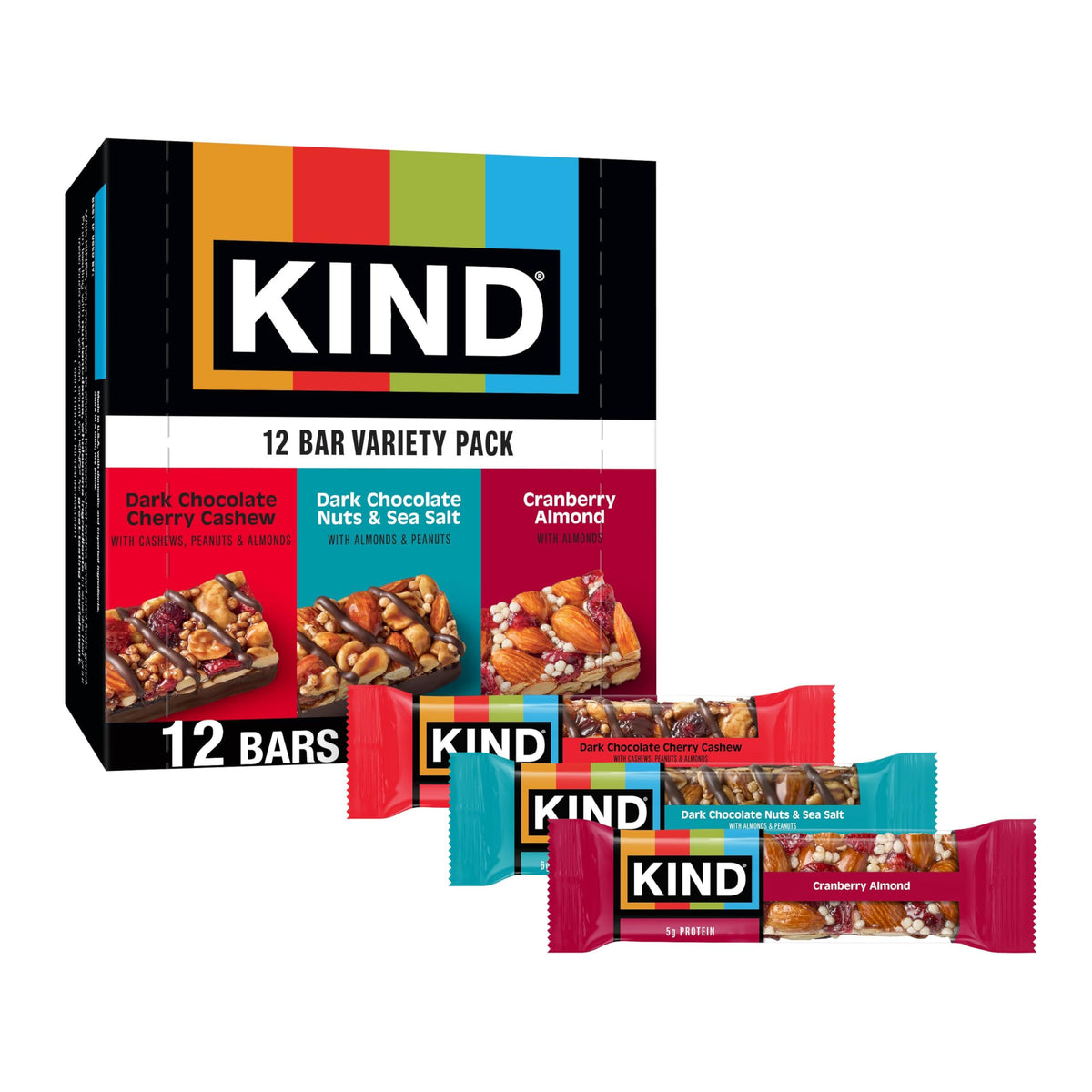 Kind Cranberry Almond bar pack, almonds lead the bar for a wholesome snack