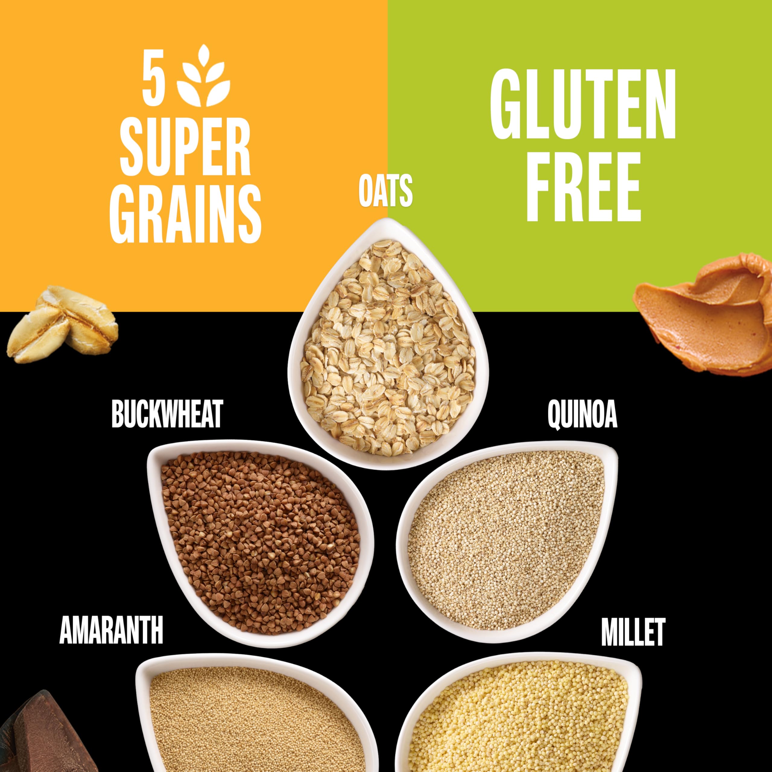 KIND bar on a countertop illustrating gluten-free and Non-GMO attributes.