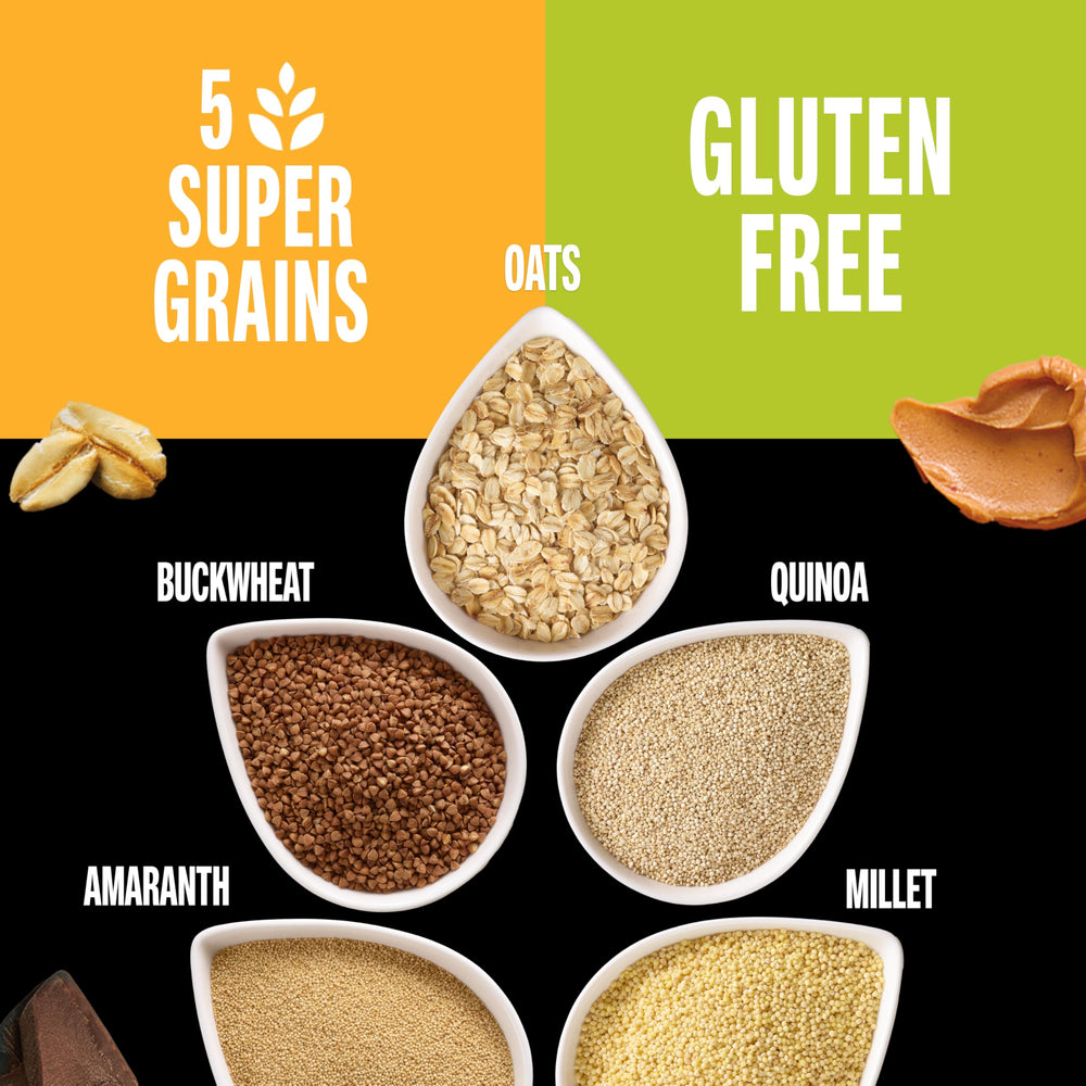 KIND bar on a countertop illustrating gluten-free and Non-GMO attributes.