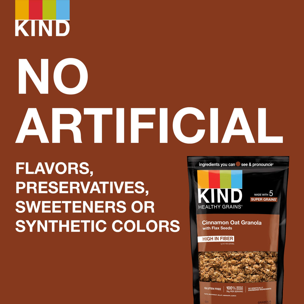 KIND Healthy Grains Cinnamon Oat Clusters gluten-free badge on resealable bag