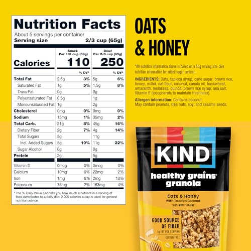 KIND granola clusters close-up showing honey sweetness and crunchy texture for a satisfying snack