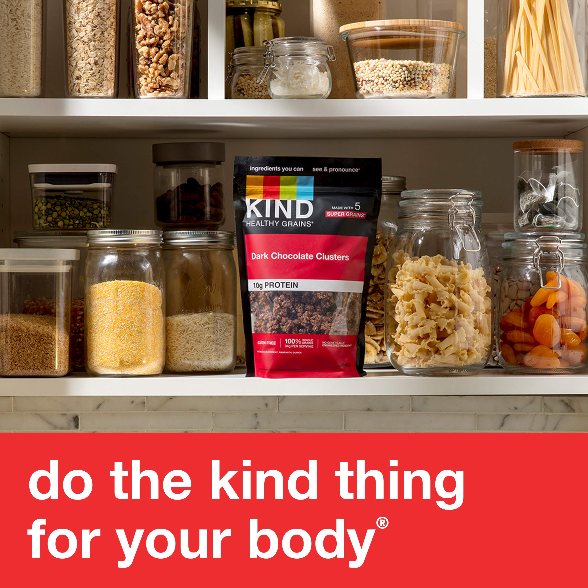 KIND granola packaging close-up with branding and nutrition cues