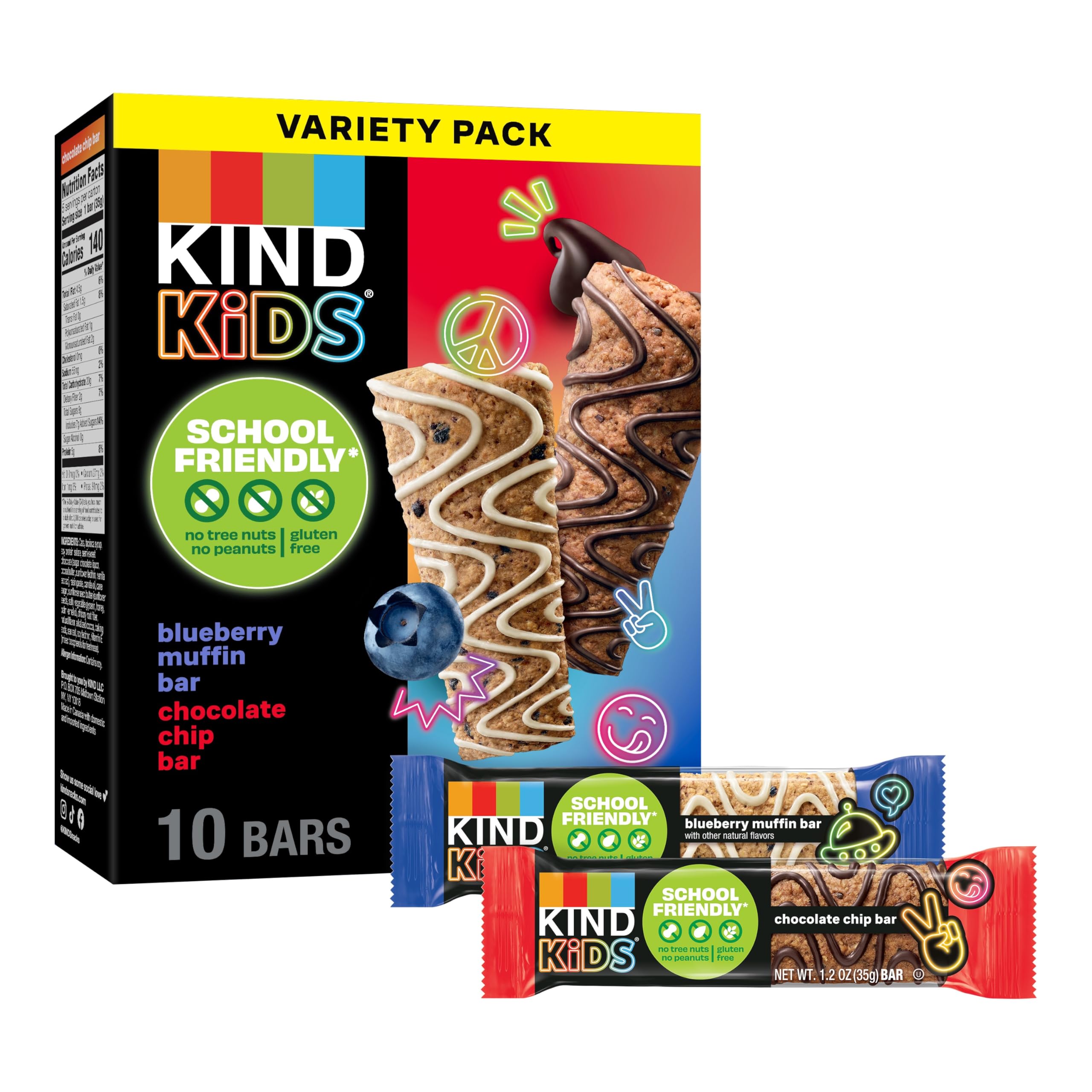 KIND Kids Blueberry Muffin Bar, soft baked lunch-box snack.
