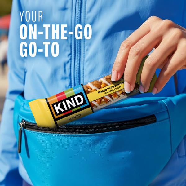 KIND Mango Pineapple Nut bar ingredients chart emphasizing real fruit and whole nuts.