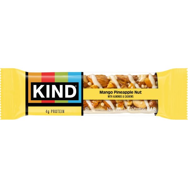 KIND Mango Pineapple Nut bar serving on-the-go with a nutritious snack option.
