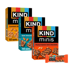 KIND Mini Bars dark chocolate nuts sea salt: gluten-free, low sugar snack on the go.