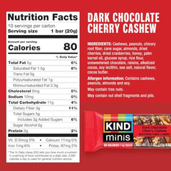 KIND Mini bars highlight cashews as the first ingredient, a nutritious bite.