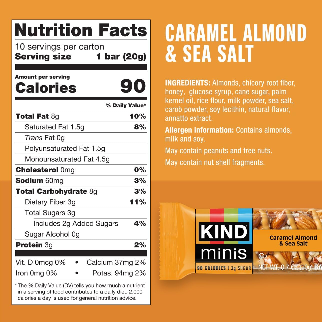KIND Minis dark chocolate cherry cashew bar offers a tasty, lower-sugar treat.