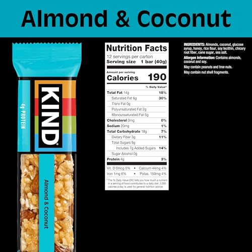 KIND Almond Coconut bar 12-count box displayed for family snacks