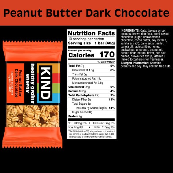 KIND energy bar close-up with creamy peanut butter and chocolate chunks