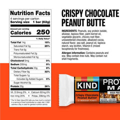 KIND Protein MAX bar Crispy Chocolate Peanut Butter delivers keto-friendly protein and rich flavor.