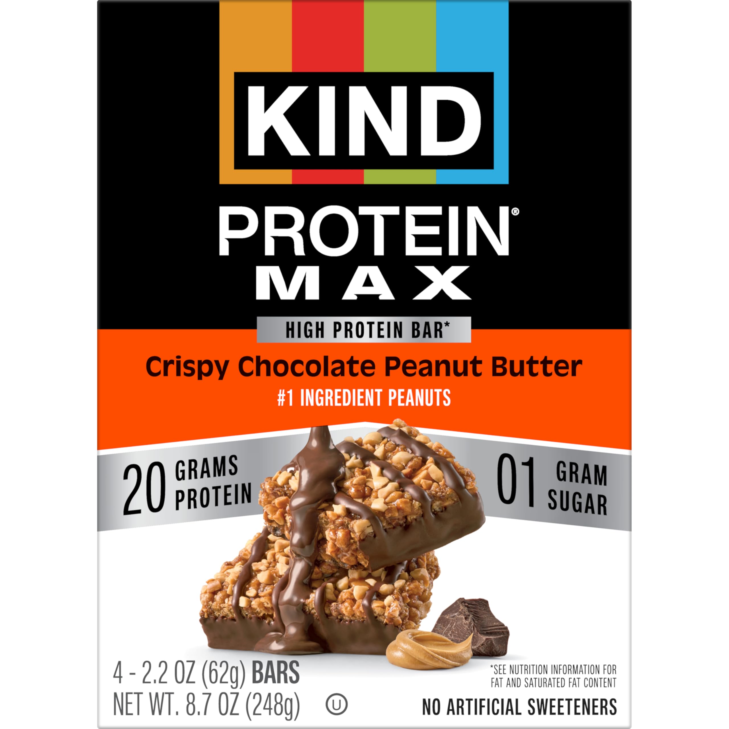 KIND Protein MAX bar wrap closeup emphasizes gluten-free, keto-friendly ingredients.