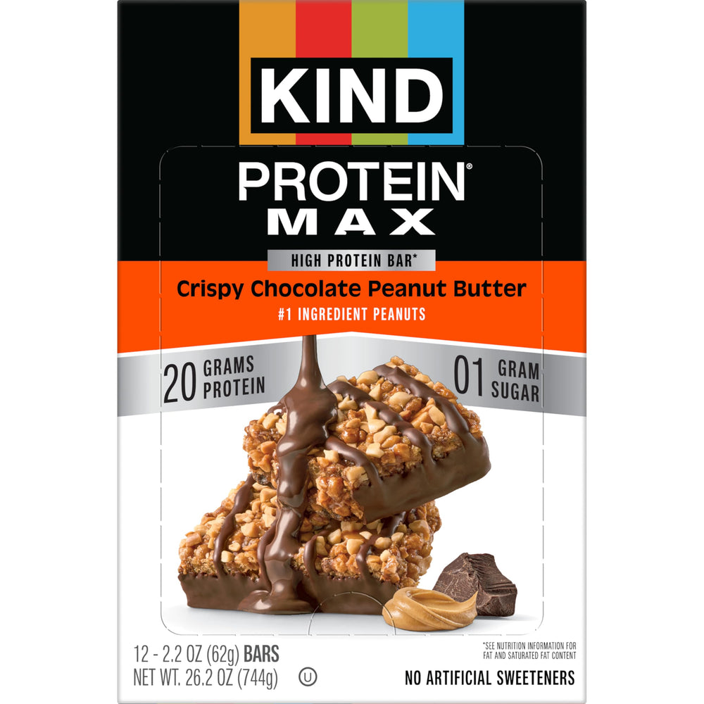 KIND Protein MAX packaging focuses on fiber-rich bite and chocolate peanut butter combination