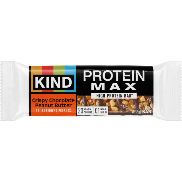 KIND Protein MAX bar sliced to reveal texture and nut-chocolate layers