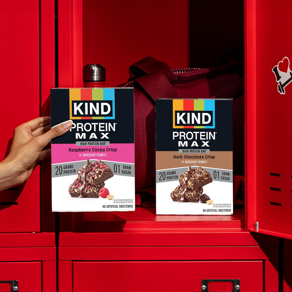 Box of KIND Protein MAX bars ready for daily meals.