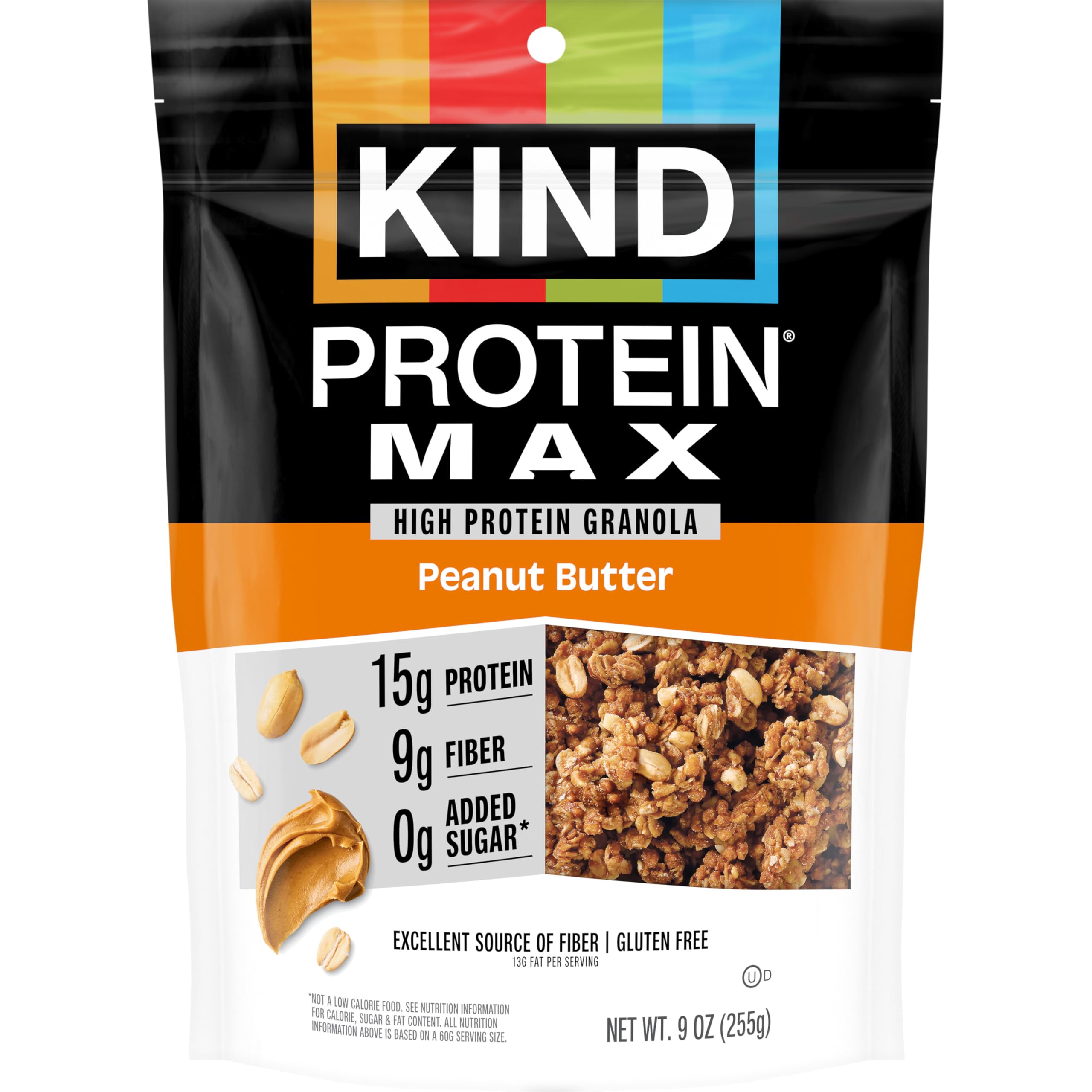 KIND Protein MAX Granola Peanut Butter front view for on-the-go protein