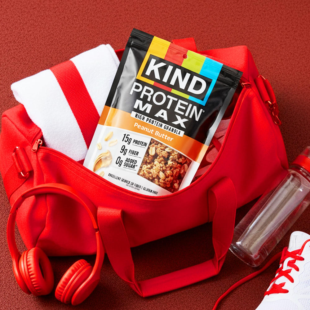 KIND Protein MAX Granola Peanut Butter packaging emphasizes resealability