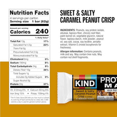 Close-up of KIND Protein MAX bar with caramel and peanuts.