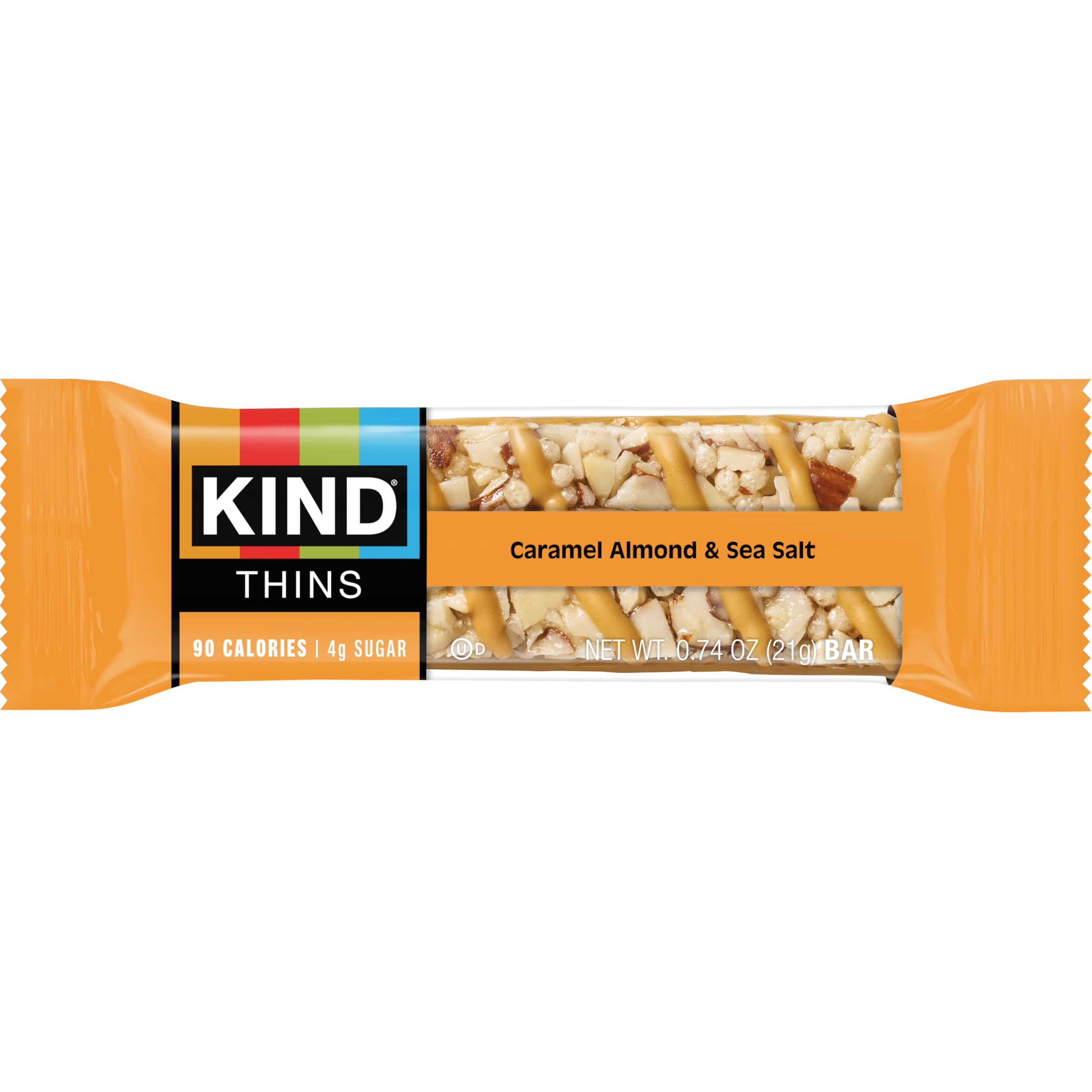 Ingredient panel highlights almonds and nutrition details for mindful snacking.