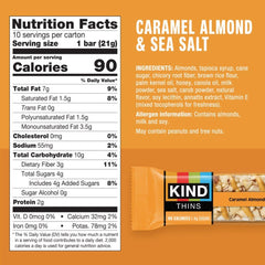 Close-up of KIND Thins Caramel Almond & Sea Salt texture and chocolate drizzle.