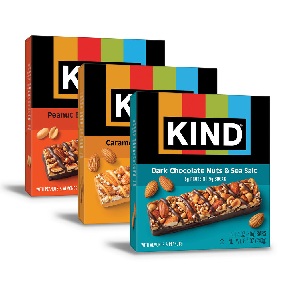 KIND Variety Pack front view with all flavors for convenient gluten-free snacking.