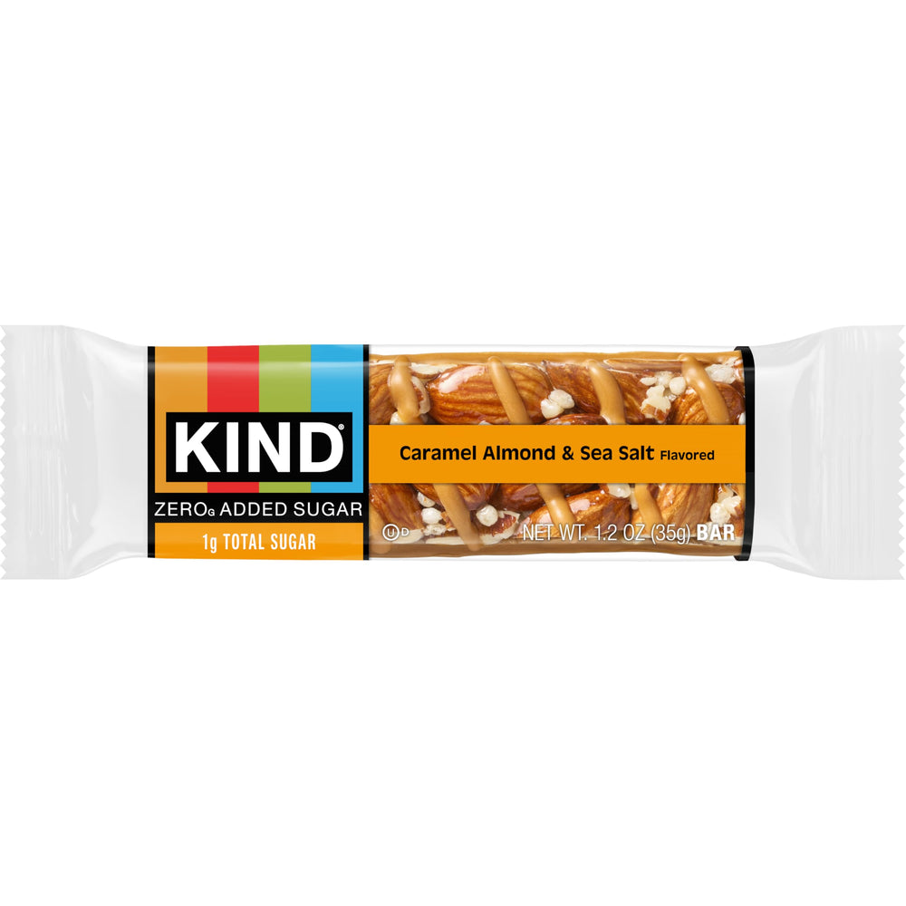 Hand holding a KIND ZERO bar ready for on-the-go energy.