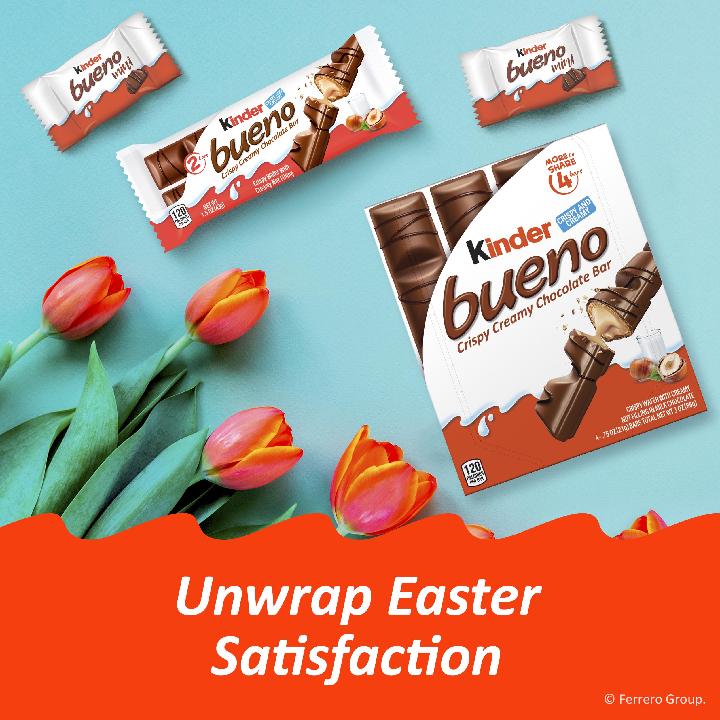 Kinder Bueno creamy hazelnut filling for a smooth, indulgent bite